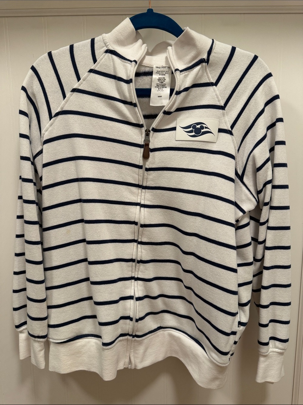 Disney Cruise Line 🚢 Full-Zip Jacket with Navy Wave Logo - White/Navy